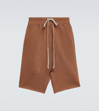 Rick Owens Drkshdw Cotton Jersey Shorts In Khaki Brown