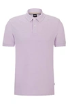 Hugo Boss Cotton Polo Shirt With Embroidered Logo In Purple