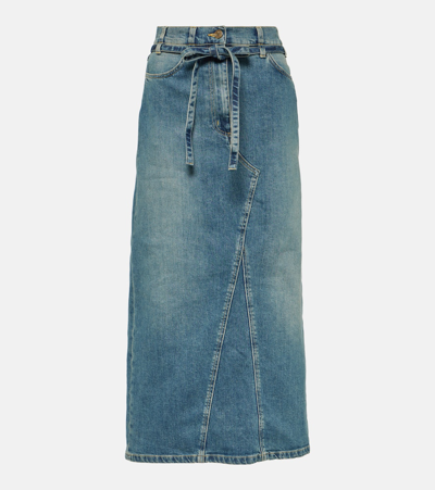 Altuzarra High-rise Denim Midi Skirt In Washed Indigo