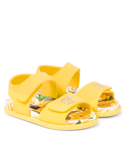 Dolce & Gabbana Kids' Dg Crystal-embellished Sandals In Yellow