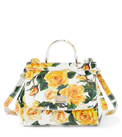 Dolce & Gabbana Kids' Mini Sicily Floral-print Bag In Yellow