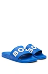 Hugo Boss Italian-made Slides With Raised Logo In Blue