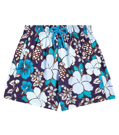 Vilebrequin Kids' Jirise Printed Swim Trunks In Minuit