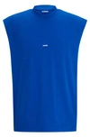 Hugo Boss Sleeveless Cotton-jersey T-shirt With Blue Logo Label