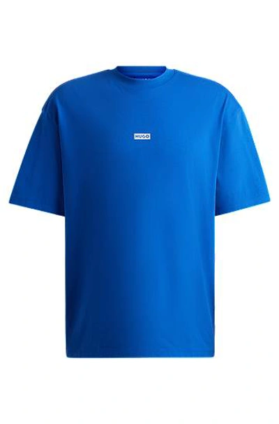 Hugo Boss Cotton-jersey T-shirt With New-season Logo Story In Light Blue