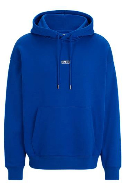 Hugo Boss Cotton-terry Hoodie With New-season Logo Story In Blue