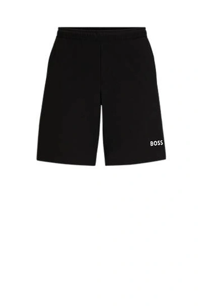 Hugo Boss Quick-drying Regular-fit Shorts With Logo Print In Black