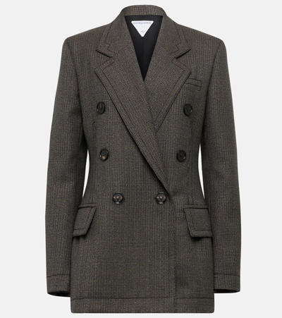 Bottega Veneta Houndstooth Wool Jacket In Brown