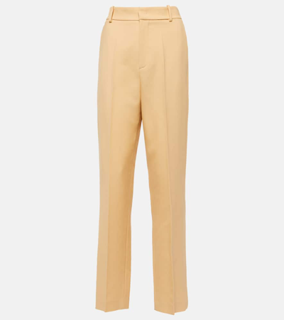 Tod's High-rise Virgin Wool Slim Trousers In Brown