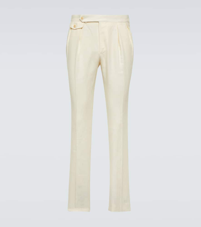 Polo Ralph Lauren Linen Straight Pants In Light Cream