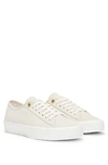 Hugo Boss Suede Lace-up Trainers With Branded Eyelets In White