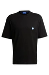 Hugo Boss Cotton-jersey T-shirt With Smiley-face Logo In Black