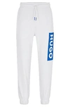 Hugo Boss Cotton-terry Tracksuit Bottoms With Logo Print In White