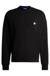 Hugo Boss Cotton-terry Sweatshirt With Smiley-face Logo Patch In Black