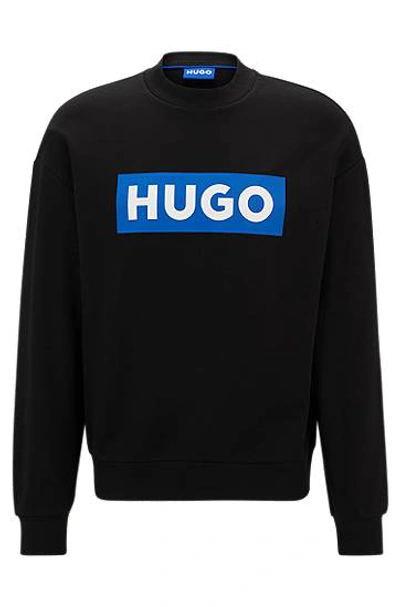 Hugo Cotton-terry Sweatshirt With Logo Print In Black