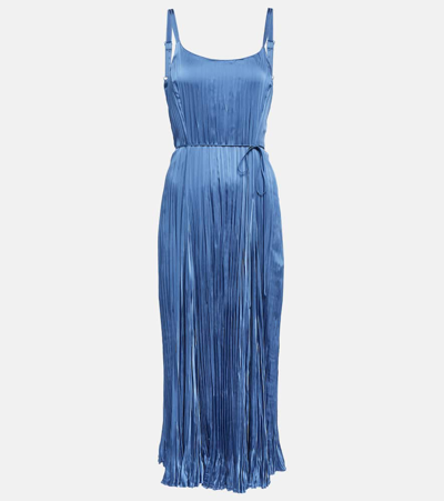 Vince Pleated Midi Dress In Cadet Blue