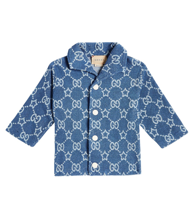 Gucci Kids' Baby Gg Cotton-blend Terry Shirt In Avio/mc/mx