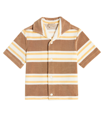 Gucci Kids' X Peter Rabbit Cotton-blend Bowling Shirt In Yellow/brown/mc/mx