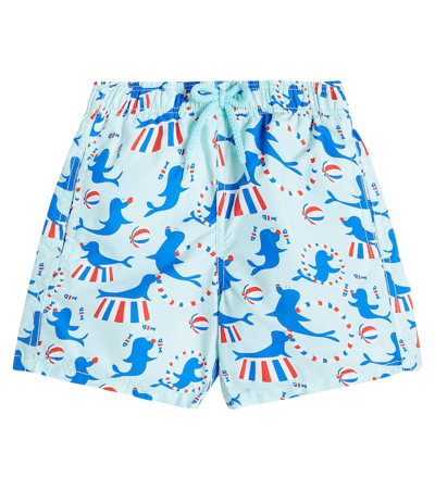 Vilebrequin Kids' Jim Printed Swim Trunks In Thalassa