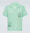 Bode See You At The Barn Cotton Shirt In White Green