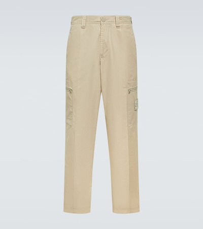 Stone Island Compass-badge Straight-leg Trousers In Beige