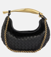 Bottega Veneta Sardine Small Intrecciato Leather Shoulder Bag In Black-m Brass
