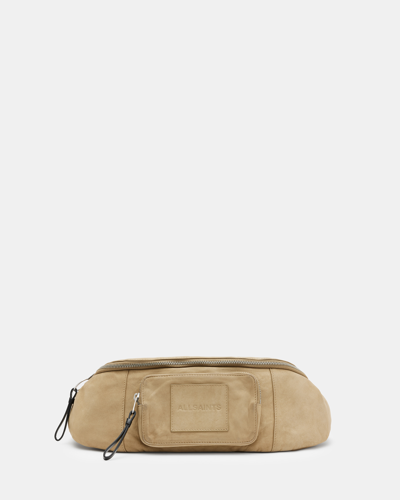 Allsaints Washed Leather Bum Bag In Sand Beige