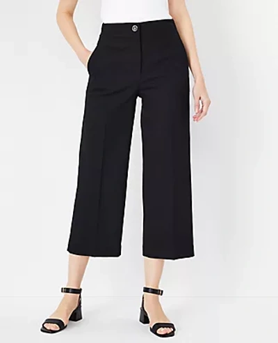 Ann Taylor The Petite High Rise Kate Wide Leg Crop Pant In Texture In Black