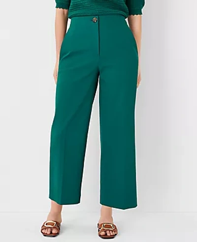 Ann Taylor The High Rise Kate Wide Leg Crop Pant In Texture - Curvy Fit In Fresh Evergreen