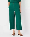 Ann Taylor The Petite High Rise Kate Wide Leg Crop Pant In Texture In Fresh Evergreen