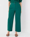 Ann Taylor The Petite High Rise Kate Wide Leg Crop Pant In Texture - Curvy Fit In Fresh Evergreen