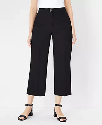 Ann Taylor The Petite High Rise Kate Wide Leg Crop Pant In Texture - Curvy Fit In Black
