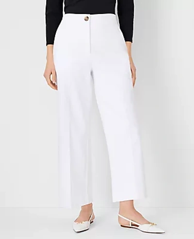 Ann Taylor The Petite High Rise Kate Wide Leg Crop Pant In Texture - Curvy Fit In White