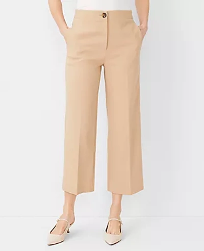 Ann Taylor The Petite High Rise Kate Wide Leg Crop Pant In Texture - Curvy Fit In Baguette