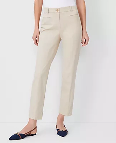 Ann Taylor The Petite Cotton Crop Pant - Curvy Fit In Soft Khaki