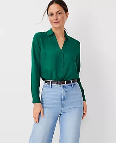 Ann Taylor Essential Shirt In Fresh Evergreen