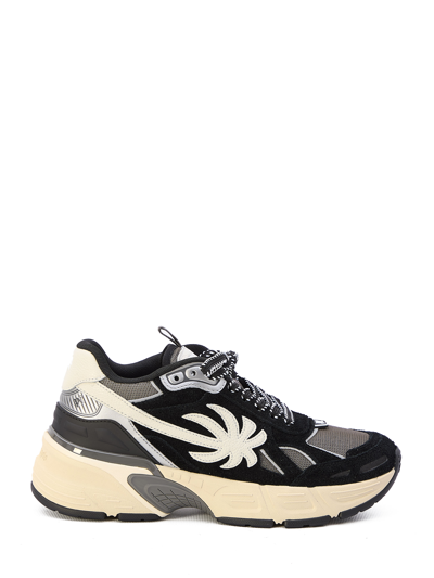 Palm Angels The Palm Runner皮革运动鞋 In Black