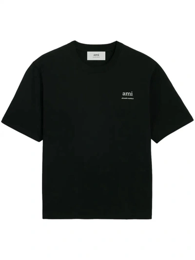 Ami Alexandre Mattiussi Ami Paris Branded Cotton T Shirt In Black