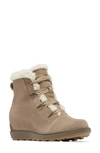 Sorel Evie Ii Cozy Waterproof Wedge Bootie In Omega Taupe/ Wet Sand