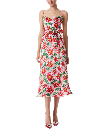 Alice And Olivia Samantha Cowl-neck Midi Dress In Pink