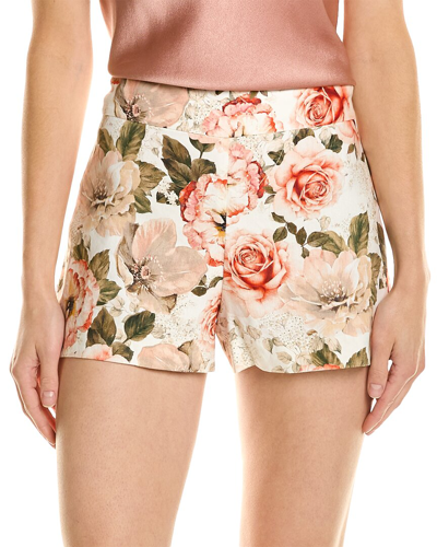 Alice And Olivia Donald High-waist Linen-blend Short In Green