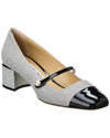Shop Jimmy Choo Elisa 45 Glitter & Patent Pump In Black