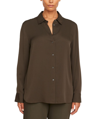 Vince Plus Slim Fitted Silk-blend Blouse In Black