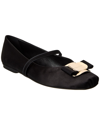 Ferragamo New Vara Plate Ballet Flat Shoes In Black