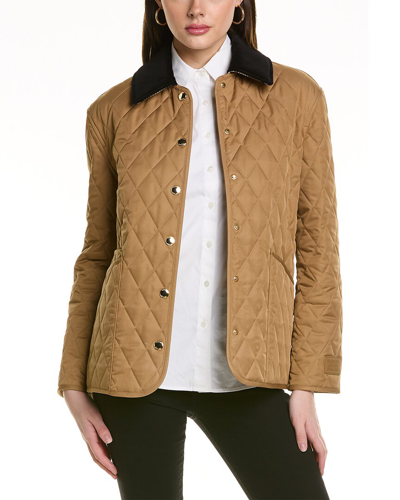 Burberry Diamond Quilted Button-up Jacket In Brown