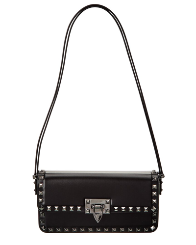 Valentino Garavani Valentino Rockstud23 East-west Leather Hobo Bag In Black