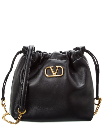 Valentino Garavani V-logo Leather Bucket Bag In Black