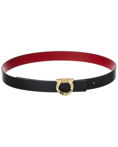 Ferragamo Gancini Torchon Reversible & Adjustable Leather Belt In Black