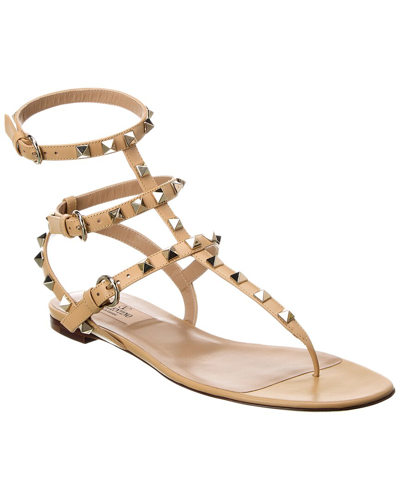 Valentino Garavani Rockstud Caged Leather Ankle Strap Sandal In Pink