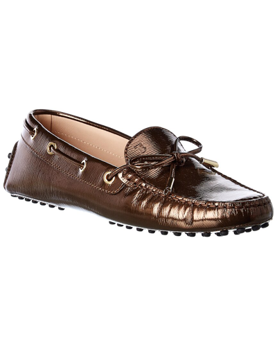 Tod's Metallic Leather Loafer In Gold
